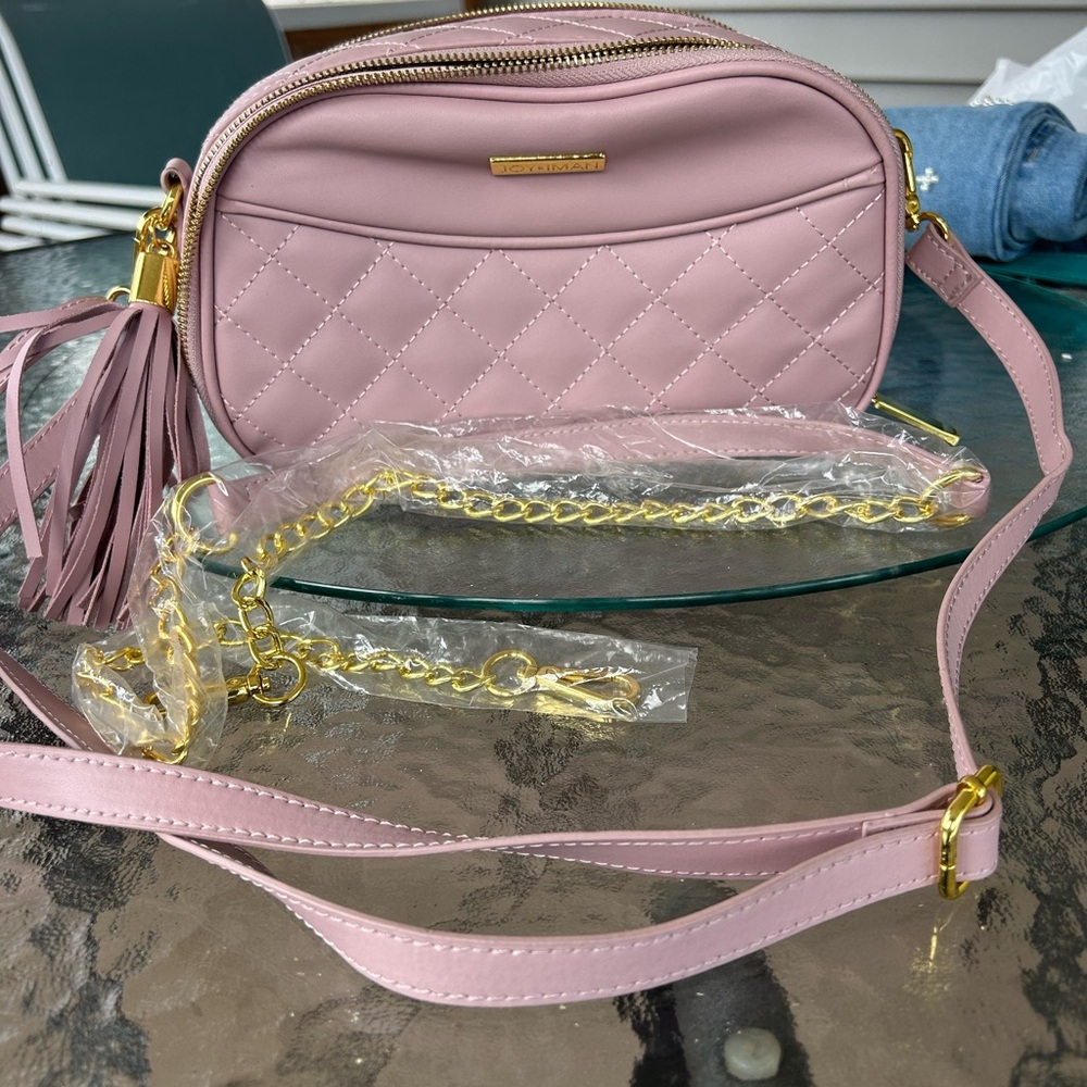 Joy & Iman Pink Quilted Crossbody Bag